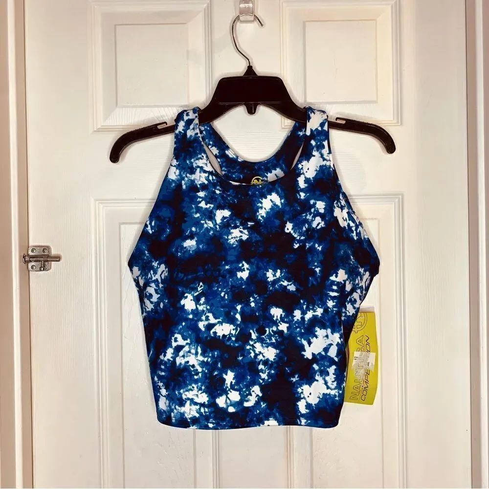 Nautica Navy Allover Tie Dye Padded Sports bra Size Large